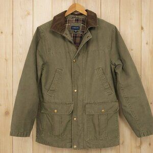Lands' End Olive Green Jacket with Brown Collar